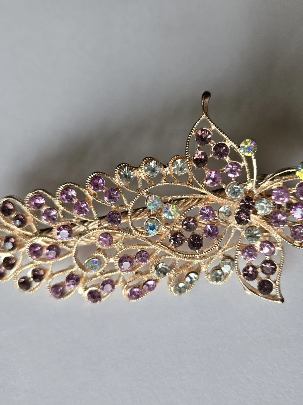 Gold-Tone Purple Crystal Butterfly Brooch Pin